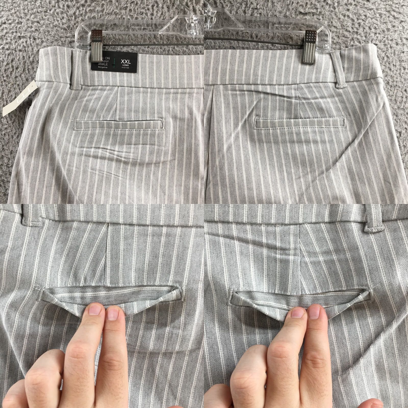 Vintage Maurices Pull On Skinny Ankle Pants Womens XXL Long Gray Striped Mid Rise NEW Size 40" / US 18 - 9 Thumbnail
