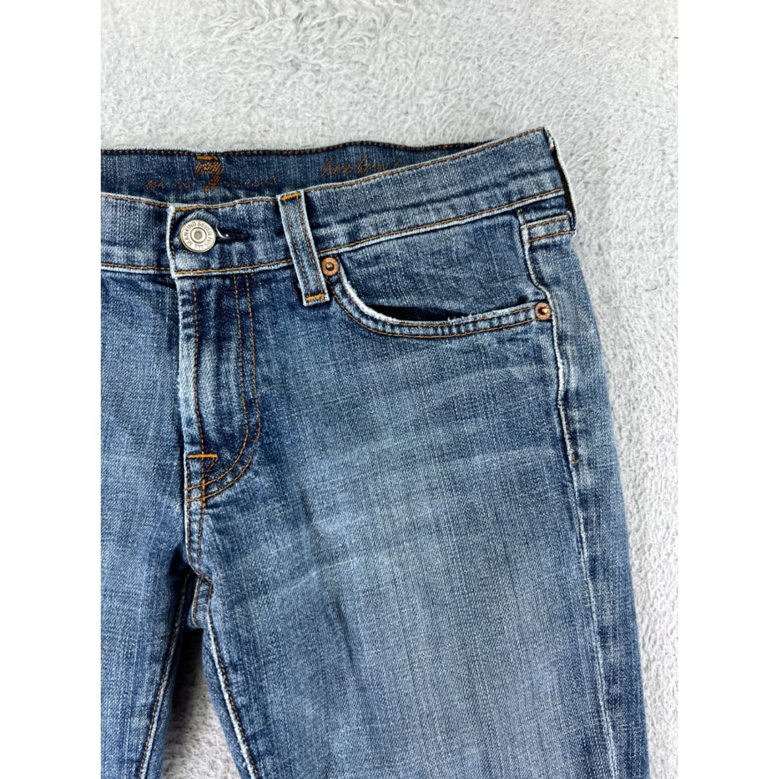 7 For All Mankind 7 For All Mankind Jeans Women 28 Blue Denim Bootcut Raw Hem Distressed Cotton Size 28" / US 6 / IT 42 - 7 Thumbnail