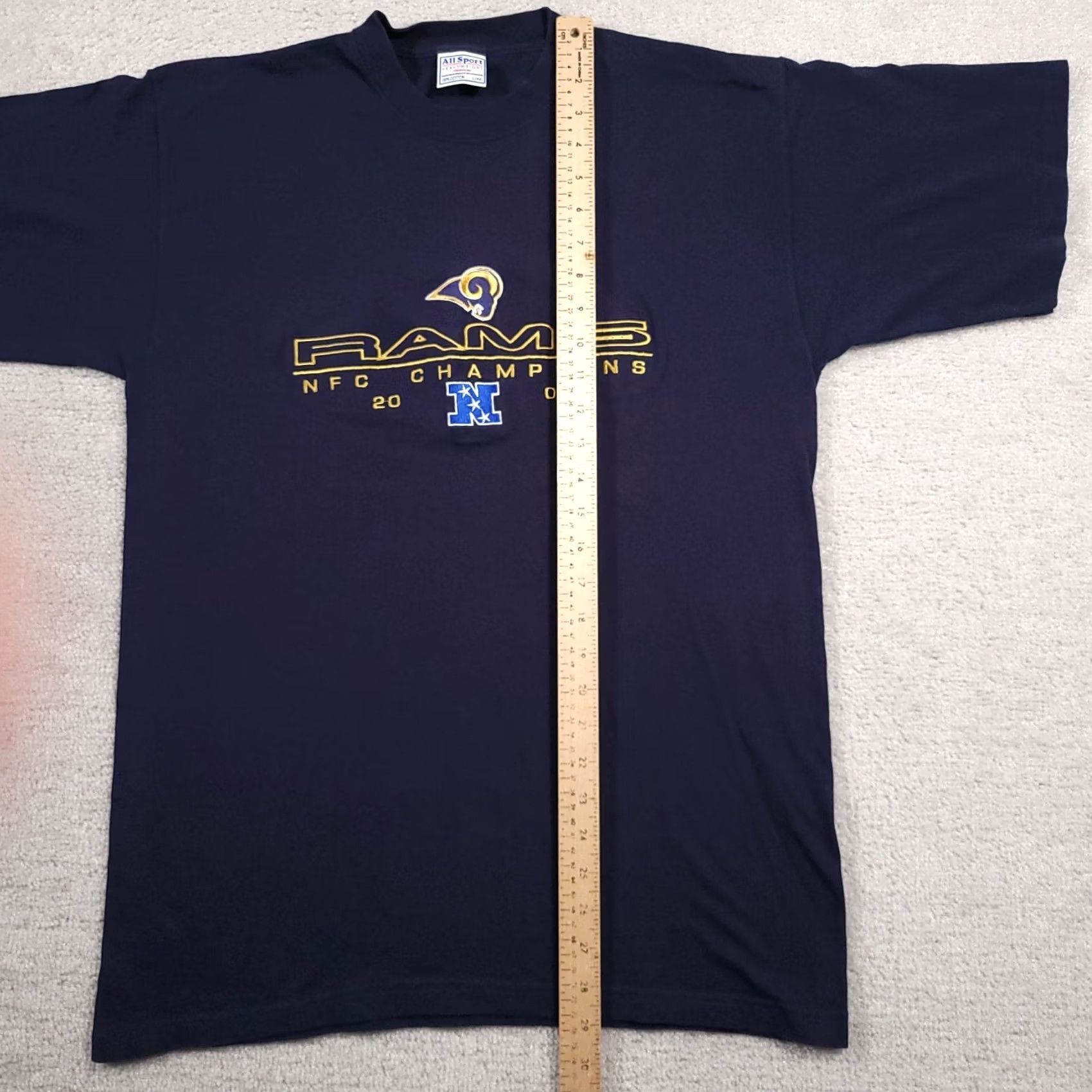 NFL VINTAGE St. Louis Rams 2001 NFL NFC Champions T-Shirt Mens Large Navy All Sport Size US L / EU 52-54 / 3 - 7 Thumbnail