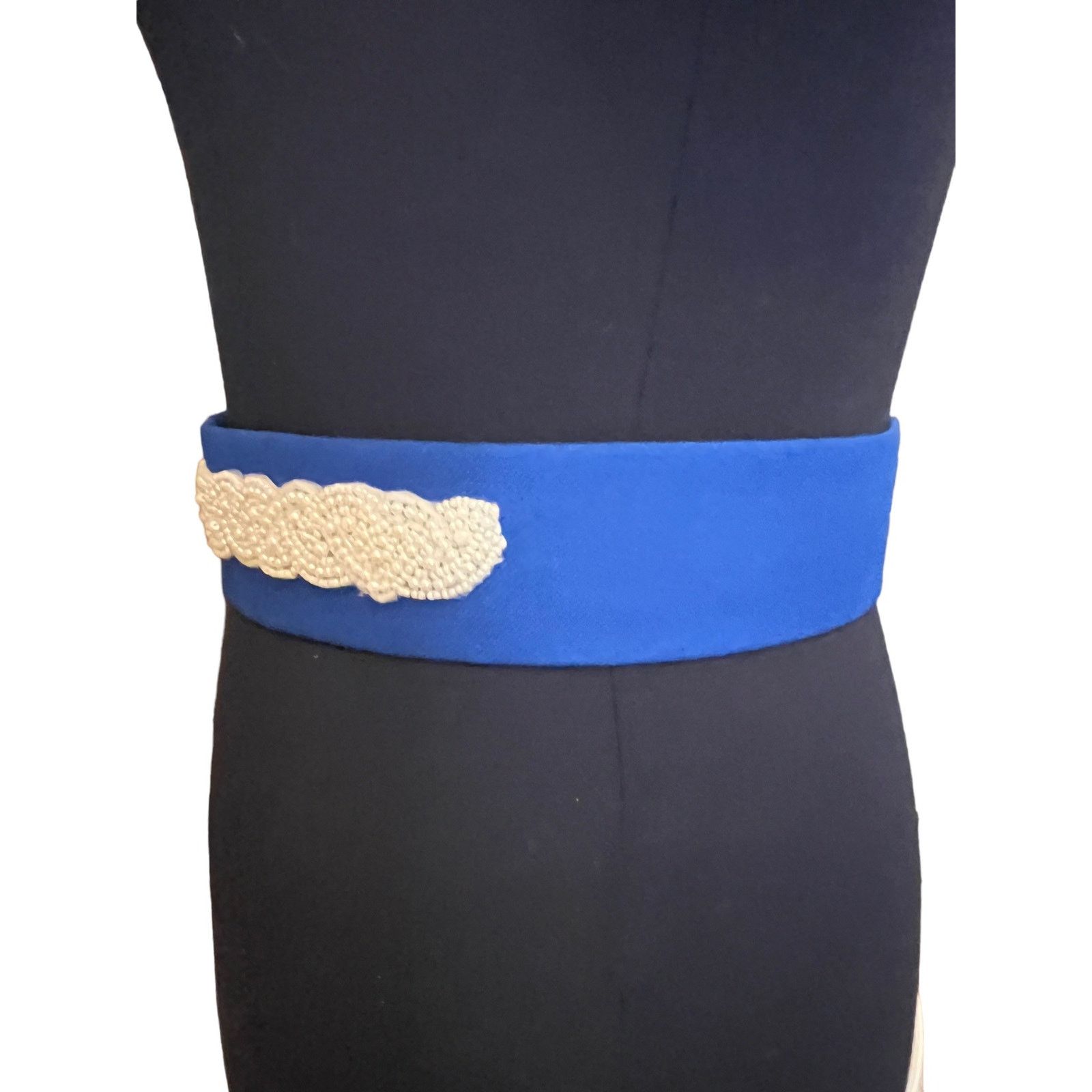 Other Handmade Blue canvas fabric pearl bridal belt Size ONE SIZE - 4 Thumbnail