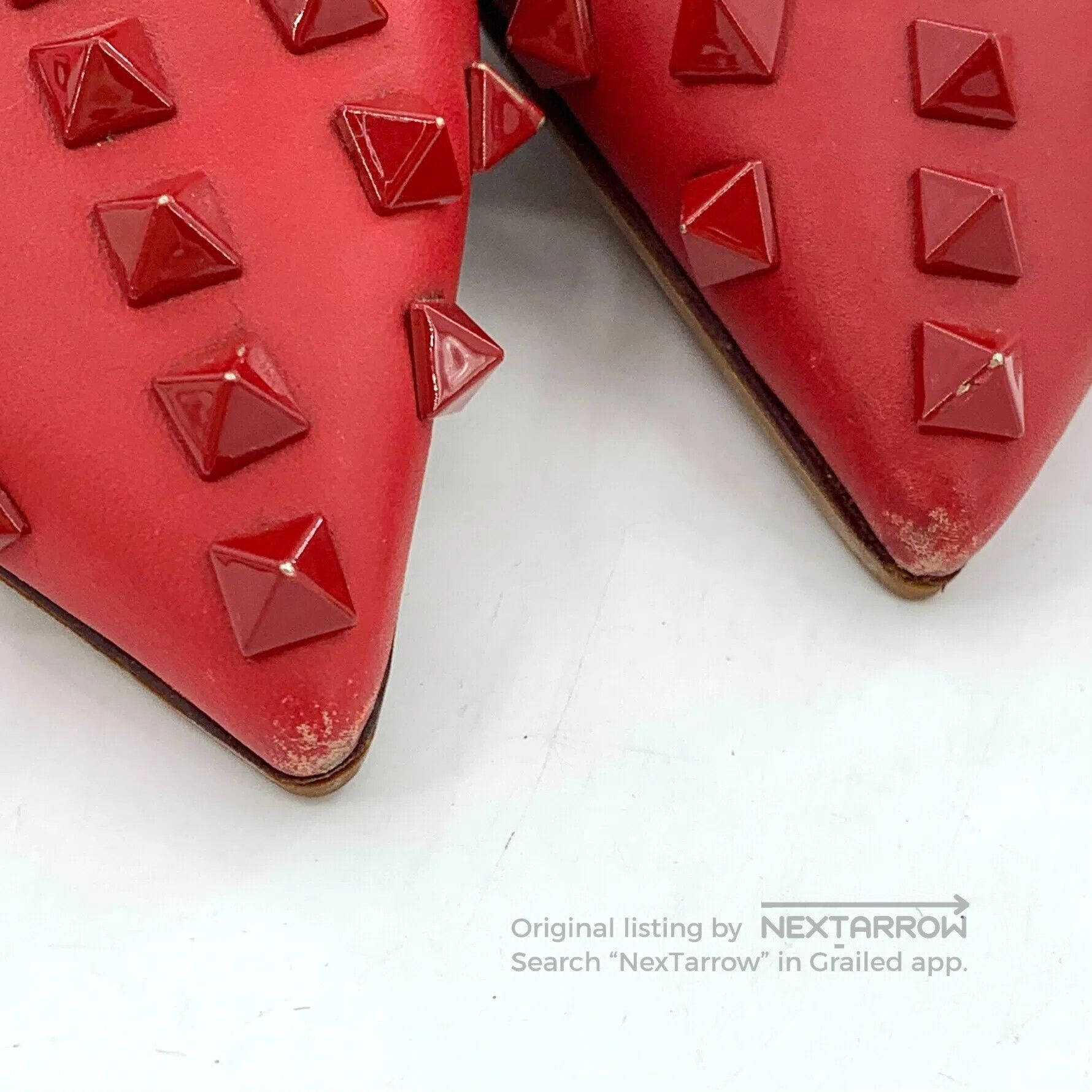 Valentino Valentino Deep Red Pointed Toe Stud One-Strap Stiletto Hig Size US 5.5 / IT 35.5 - 9 Thumbnail