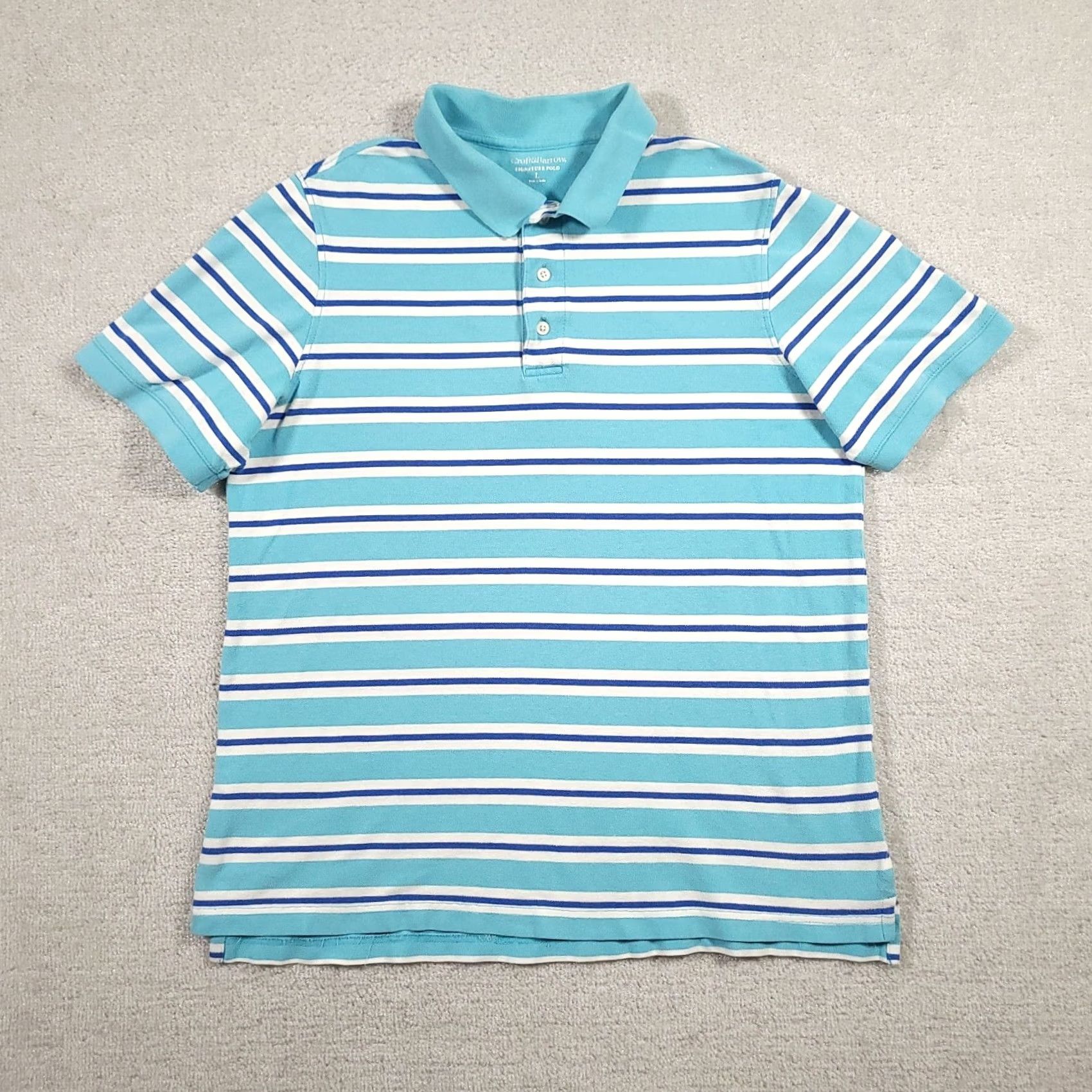 Croft & Barrow Croft & Barrow Polo Shirt Short Sleeve Blue Striped L Mens Regular Size Large Size US L / EU 52-54 / 3 - 2 Thumbnail