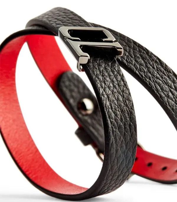 Christian Louboutin oc11z0225 Size: OS/Rui Logo Bracelet in Black/Red Size ONE SIZE - 3 Thumbnail