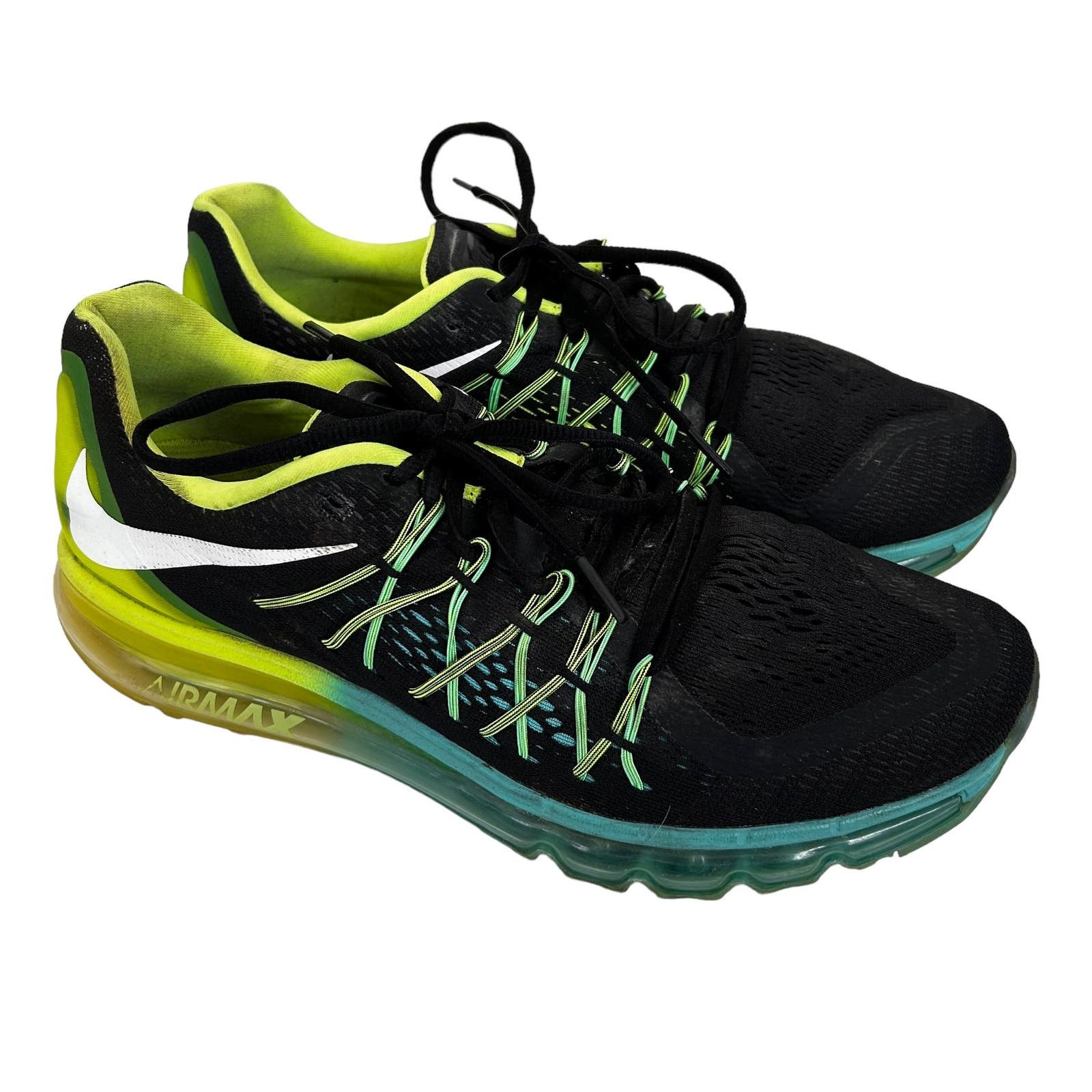 image of Nike Air Max 2015 Black Green Yellow Size 11 Style 698902-003 Shoes, Men's