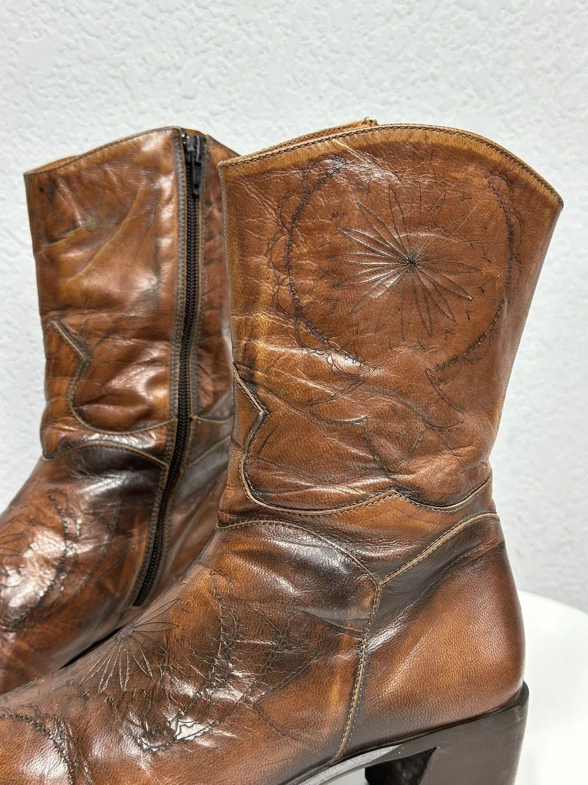 If Six Was Nine Vintage Cowboys Leather Avantgarde Boots High Western Y2K Size US 7.5 / EU 40-41 - 5 Thumbnail