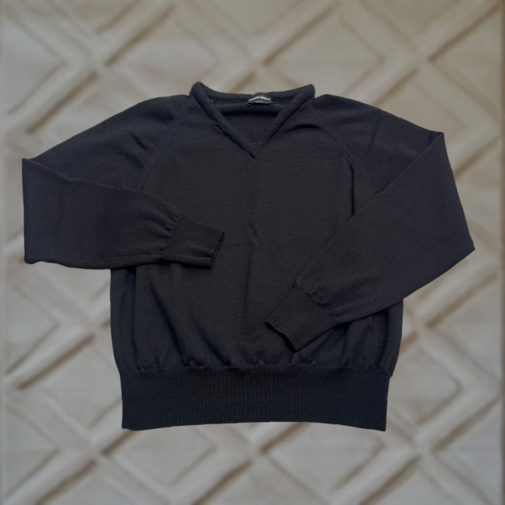 Giorgio Armani Giorgio Armani Sweater Womens Knit Pullover V-Neck Black Beiges Speckled Medium Regular Knit Style Tight-Knit Winter Fall Mens Girls Size M / US 6-8 / IT 42-44 - 1 Thumbnail