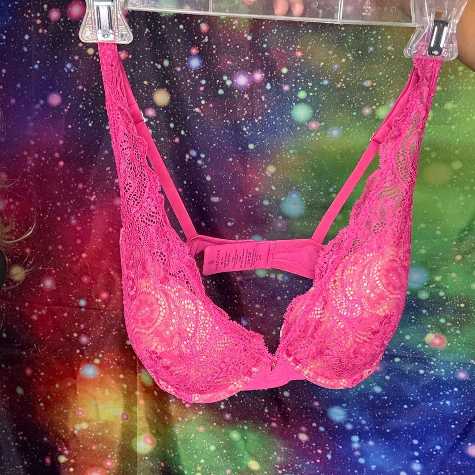 Designer ThirdLove Vibrant Pink Lace Bra Size ONE SIZE - 1 Thumbnail