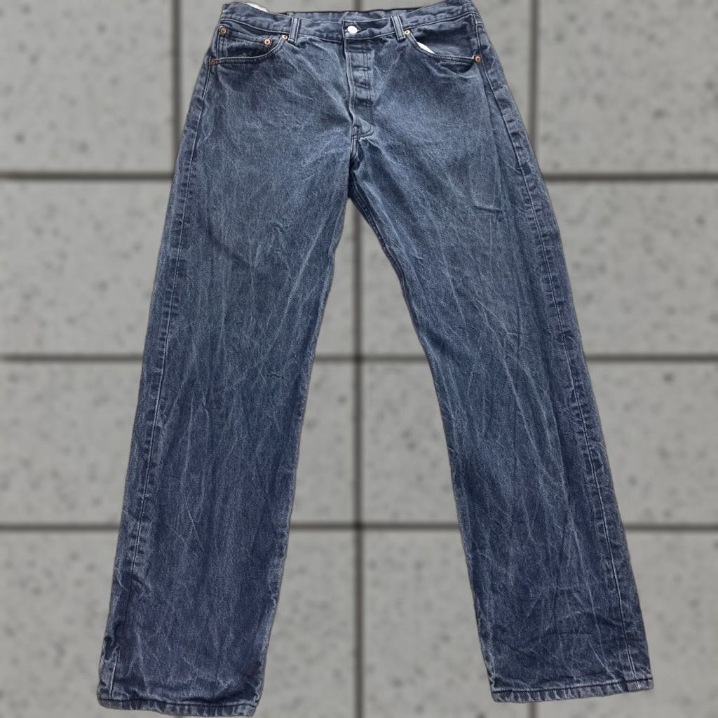 Levi's VINTAGE Levi's Jeans Mens 36X33 Dark Blue Denim 501 Button Fly Straight 90s Y2K Jeans Mens Regular Blue 501 Jeans Levi's 500 Series USA 80s 90s Size US 36 / EU 52 - 1 Thumbnail