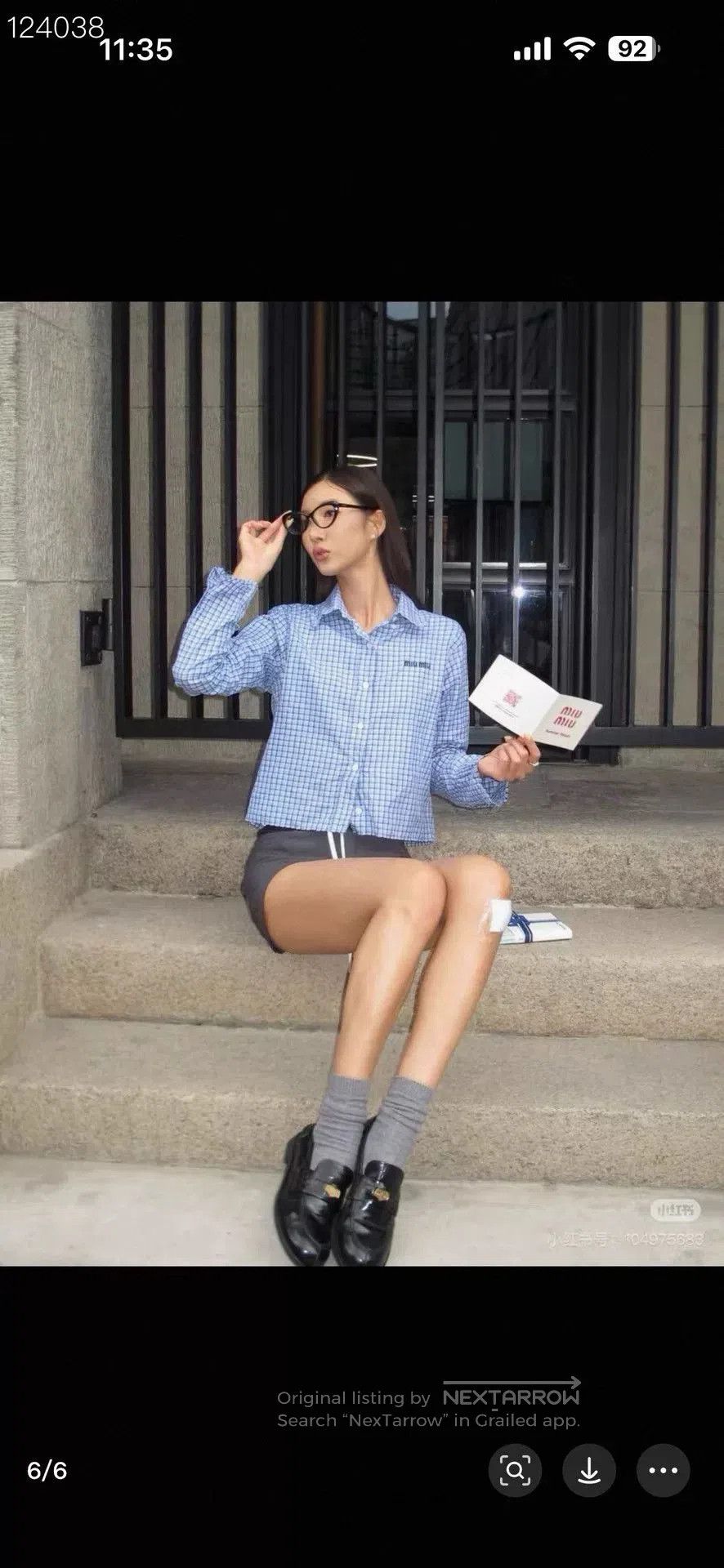Miu Miu MIU MIU SS23 Logo Plaid Button. Size S / US 4 / IT 40 - 8 Thumbnail
