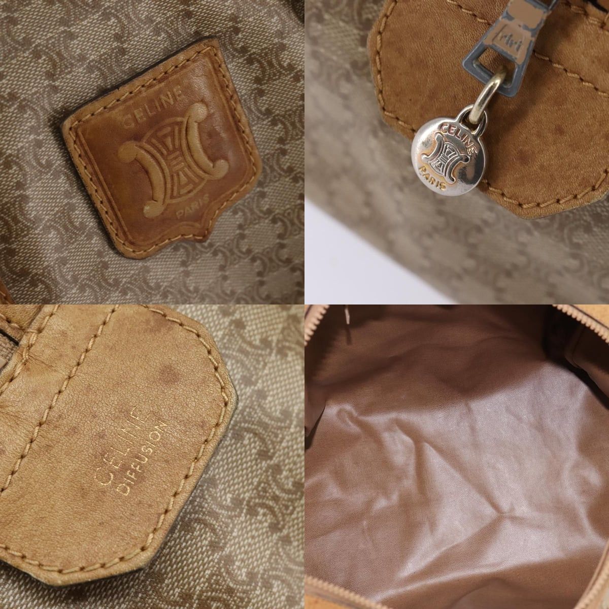 Celine CELINE Macadam Canvas Boston Bag Pvc Beige Gold Size ONE SIZE - 11 Thumbnail