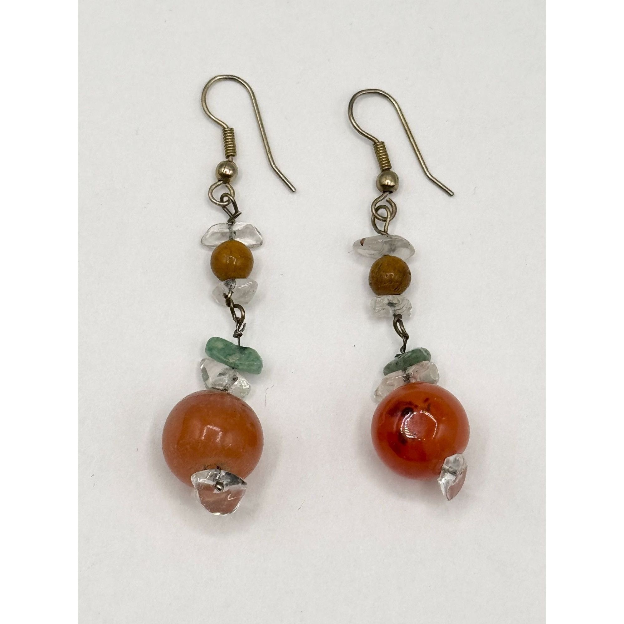 Orange quartz stone dangle drop earrings
