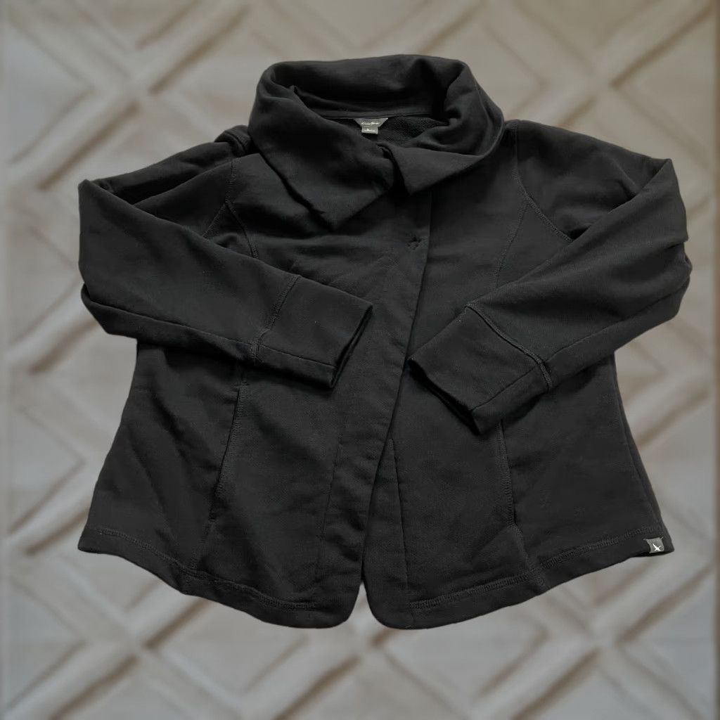 Eddie Bauer Eddie Bauer Open Jacket Womens XL Solid Black Shawl Neck Cotton Casual Outdoor Size XL / US 12-14 / IT 48-50 - 1 Thumbnail