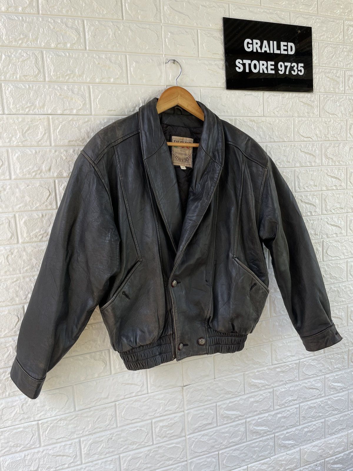 Japanese Brand Vintage Diverb Bomber Leather Jacket Size US XL / EU 56 / 4 - 4 Thumbnail