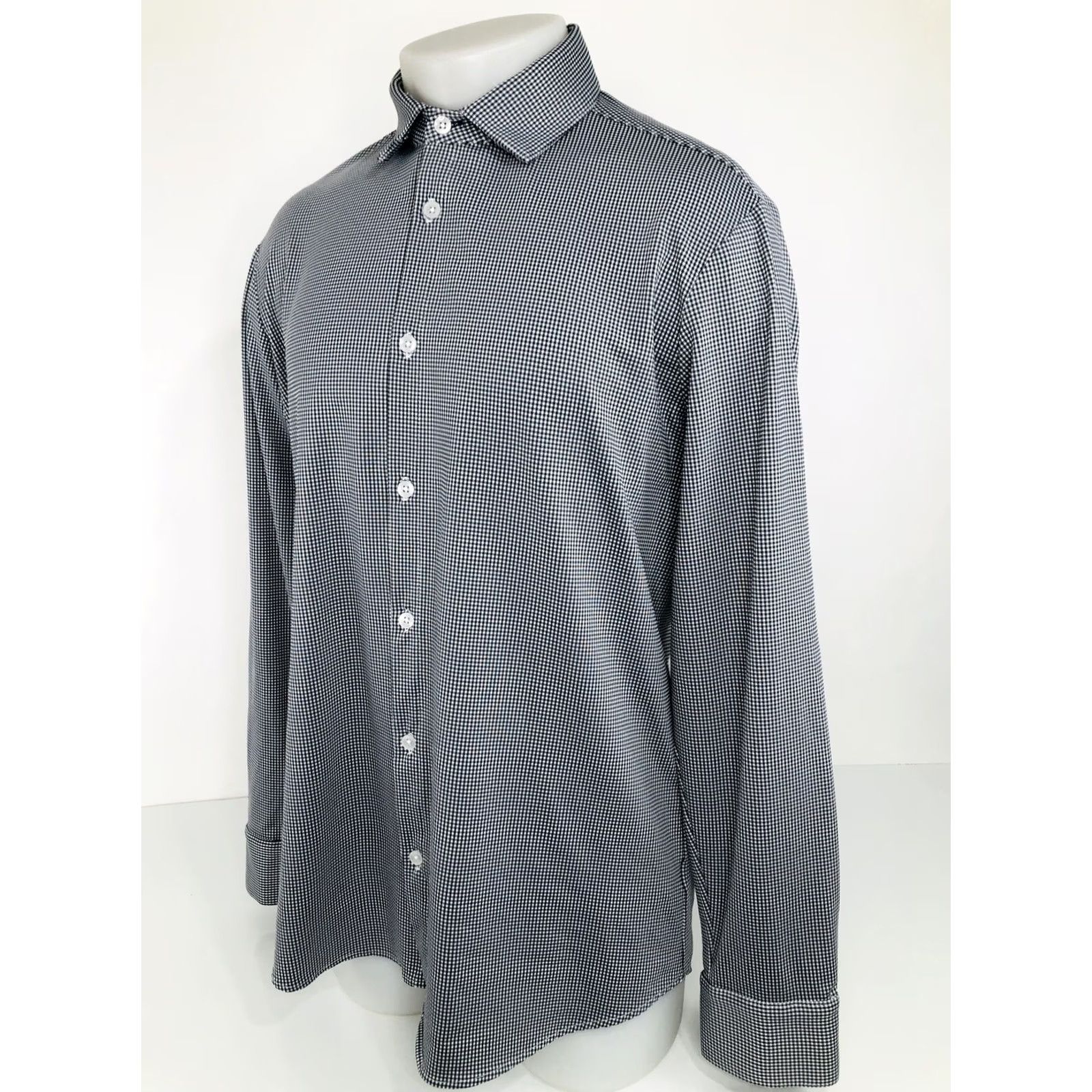 Mizzen+Main MIZZEN + MAIN Plaid Shirt Mens Lg Black / White Trim Fit EXCELLENT Size US L / EU 52-54 / 3 - 2 Thumbnail