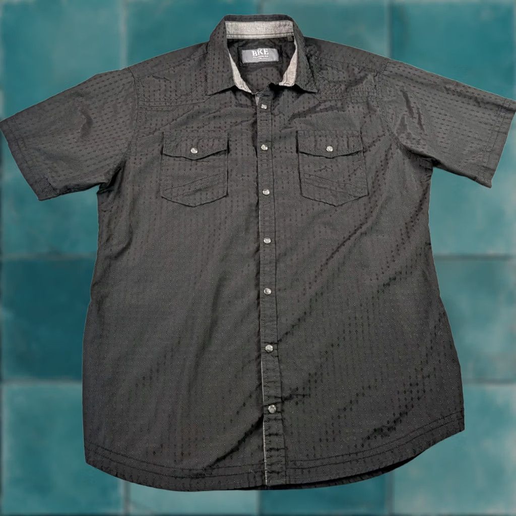 BKE BKE Western Shirt Men XL Black Pearl Snap Rugged Standard Fit Textured Plaid Casual Western Theme Size US XL / EU 56 / 4 - 1 Thumbnail