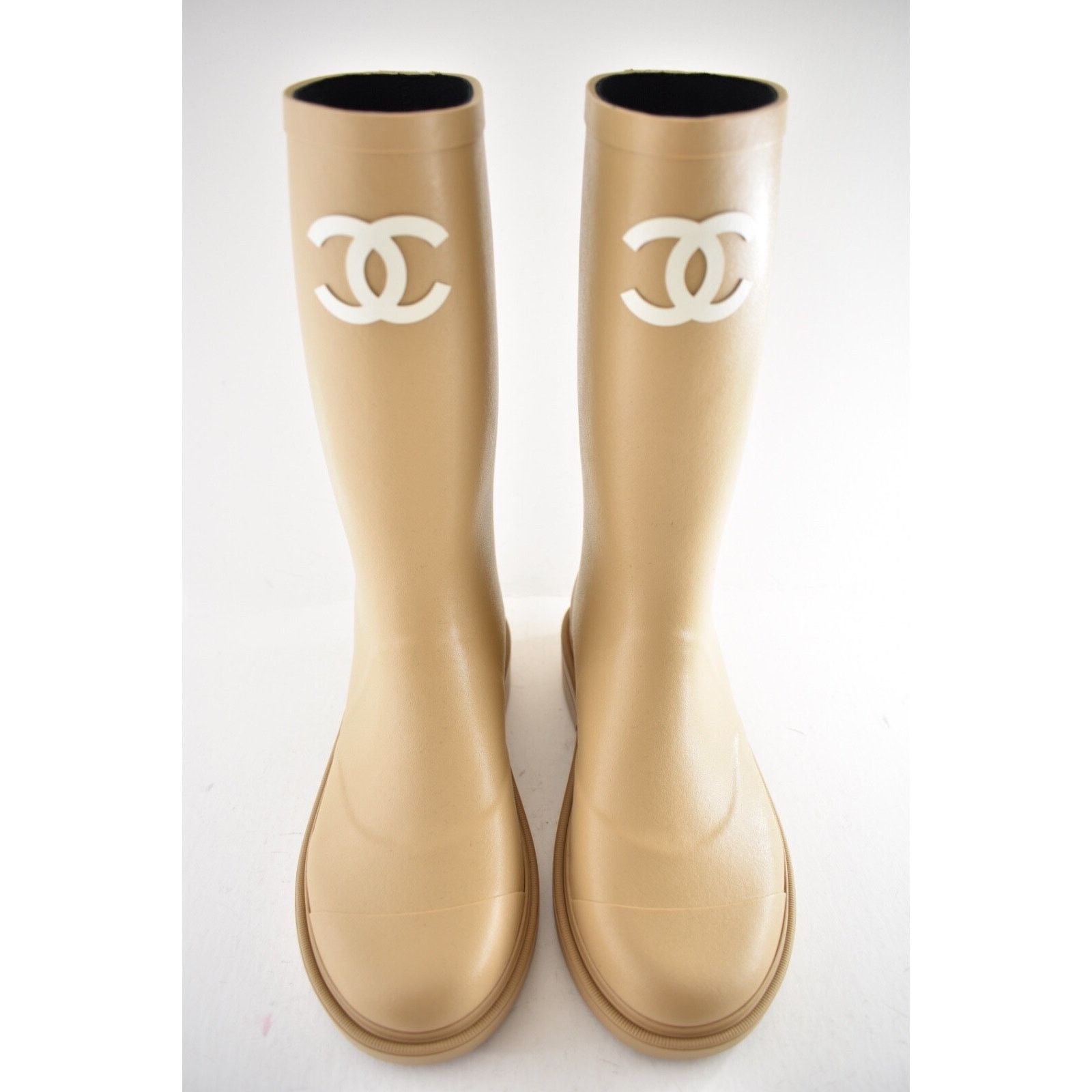 Chanel Chanel REV Beige White Wellington Wellies CC Logo Pull On Size US 9 / IT 39 - 6 Thumbnail