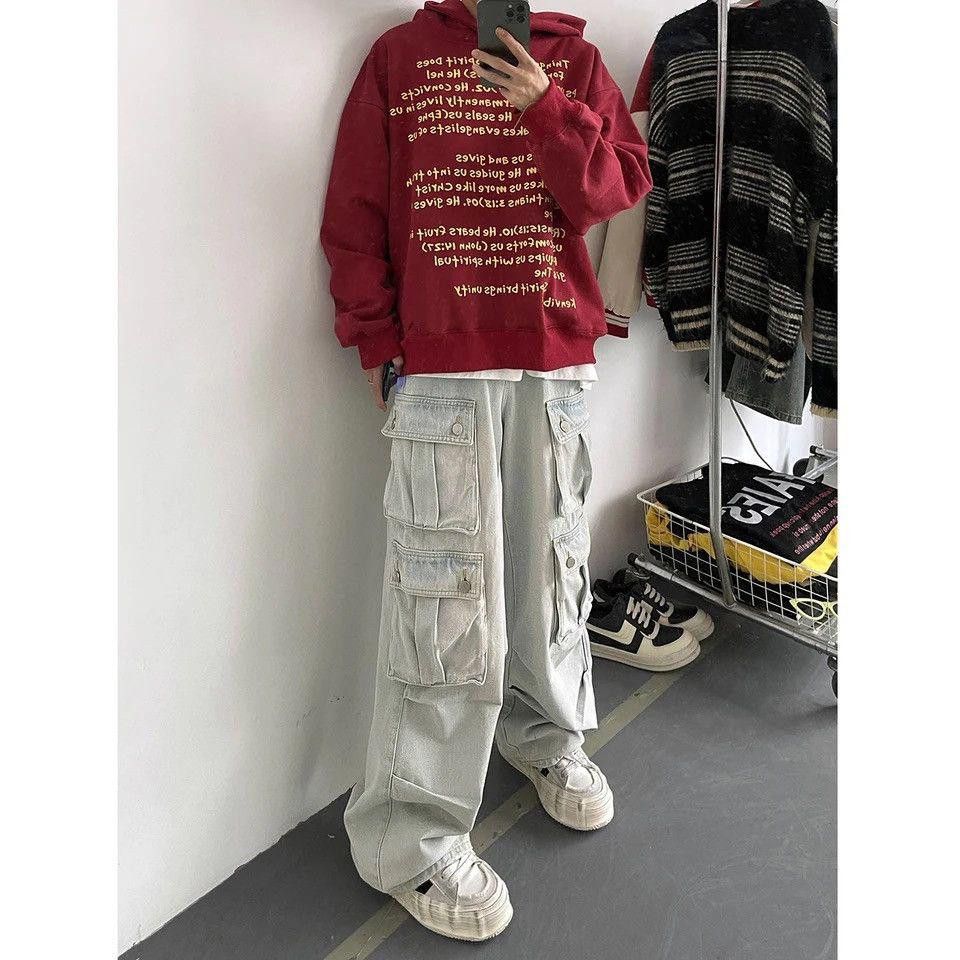 Vintage Light Blue Cargo Jeans Men's Patchwork Straight Casual Size US 32 / EU 48 - 3 Thumbnail