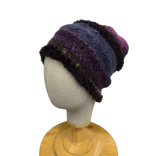 Japanese Brand 🌊 Vintage handmade stripes pull on beanie hat Size ONE SIZE - 1 Thumbnail