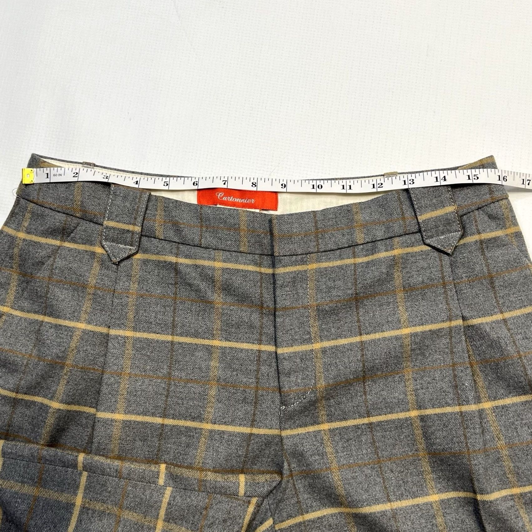 Anthropologie Cartonnier Shorts Bermuda 6 Gray Flannel Plaid Women Classic 80s 90s City Preppy Golf Walking Wrist 34x13.5 Mens Womens Girls Size 28" / US 6 / IT 42 - 5 Thumbnail