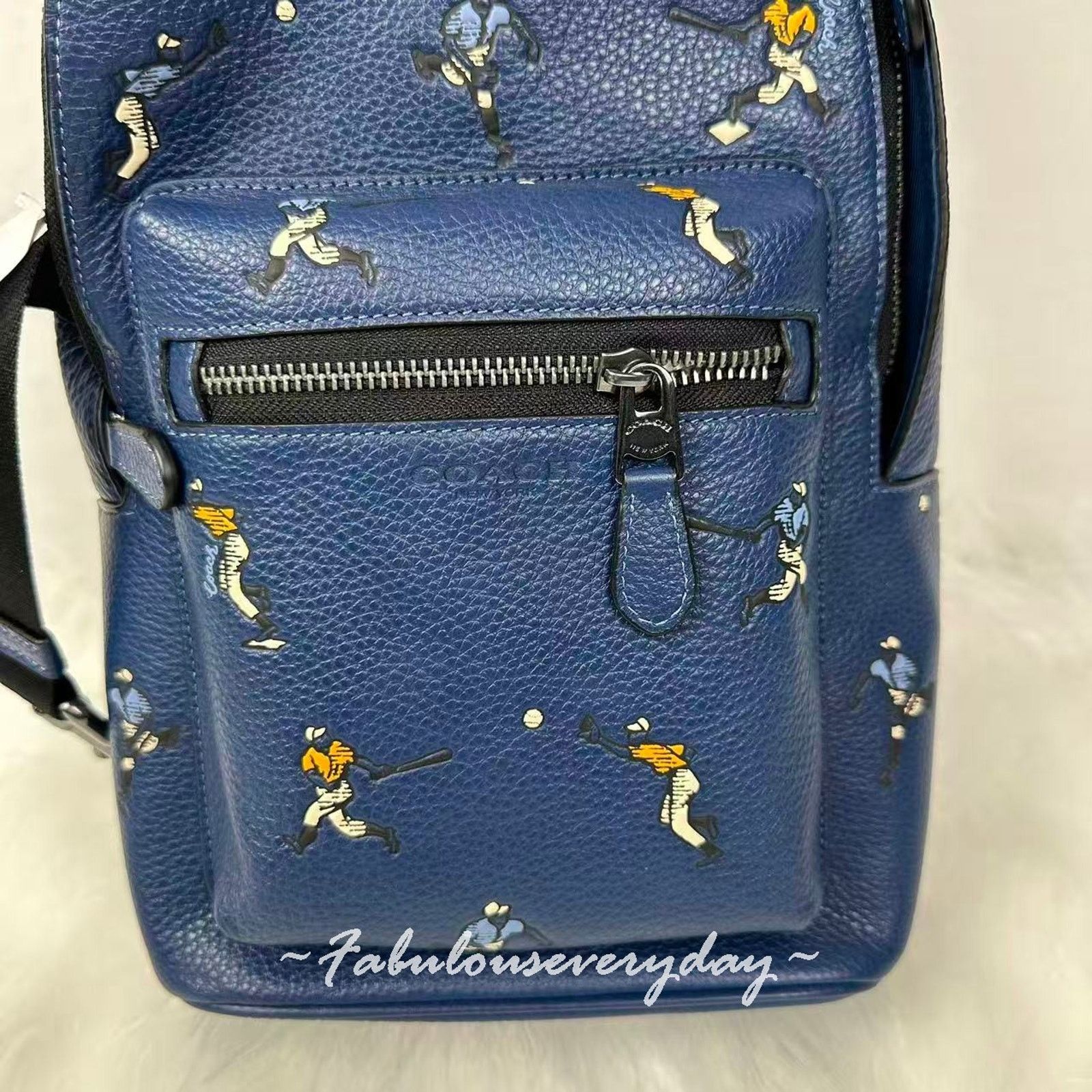 Coach Coach MENS West Pack Baseball Print Leather/Deep Blue Sports Size ONE SIZE - 5 Thumbnail