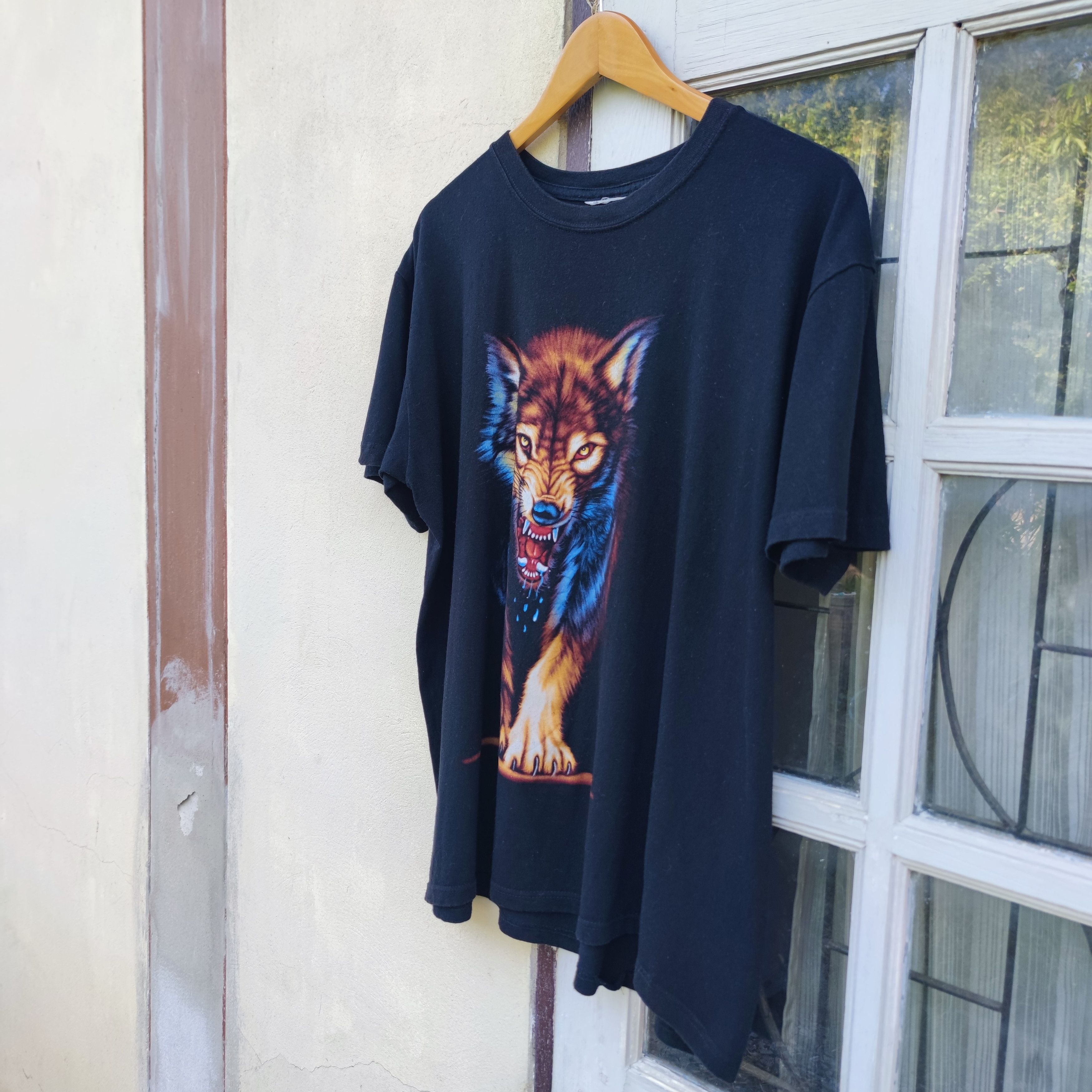 Vintage Growling Brown Wolf Great Wolf Lodge Black T Shirt Size US XL / EU 56 / 4 - 4 Thumbnail