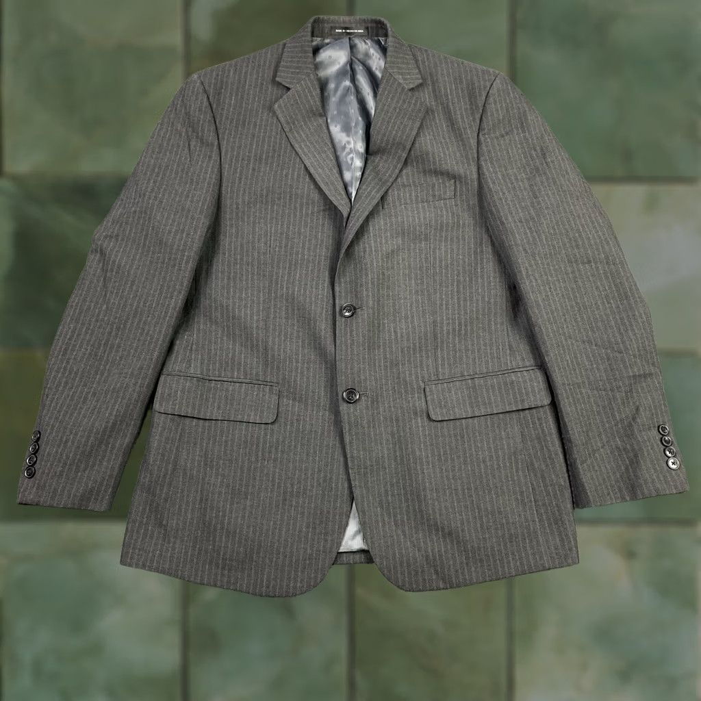 Perry Ellis Perry Ellis Portfolio Modern Fit Mens 40 Regular Pinstripe Sport Coat Blazer Gray Notch Lapel Two-Button Jacket) Size 40R - 1 Thumbnail