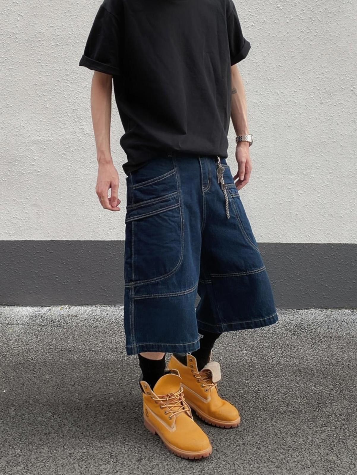 Contrast Stitched Patch Pocket Denim Jorts