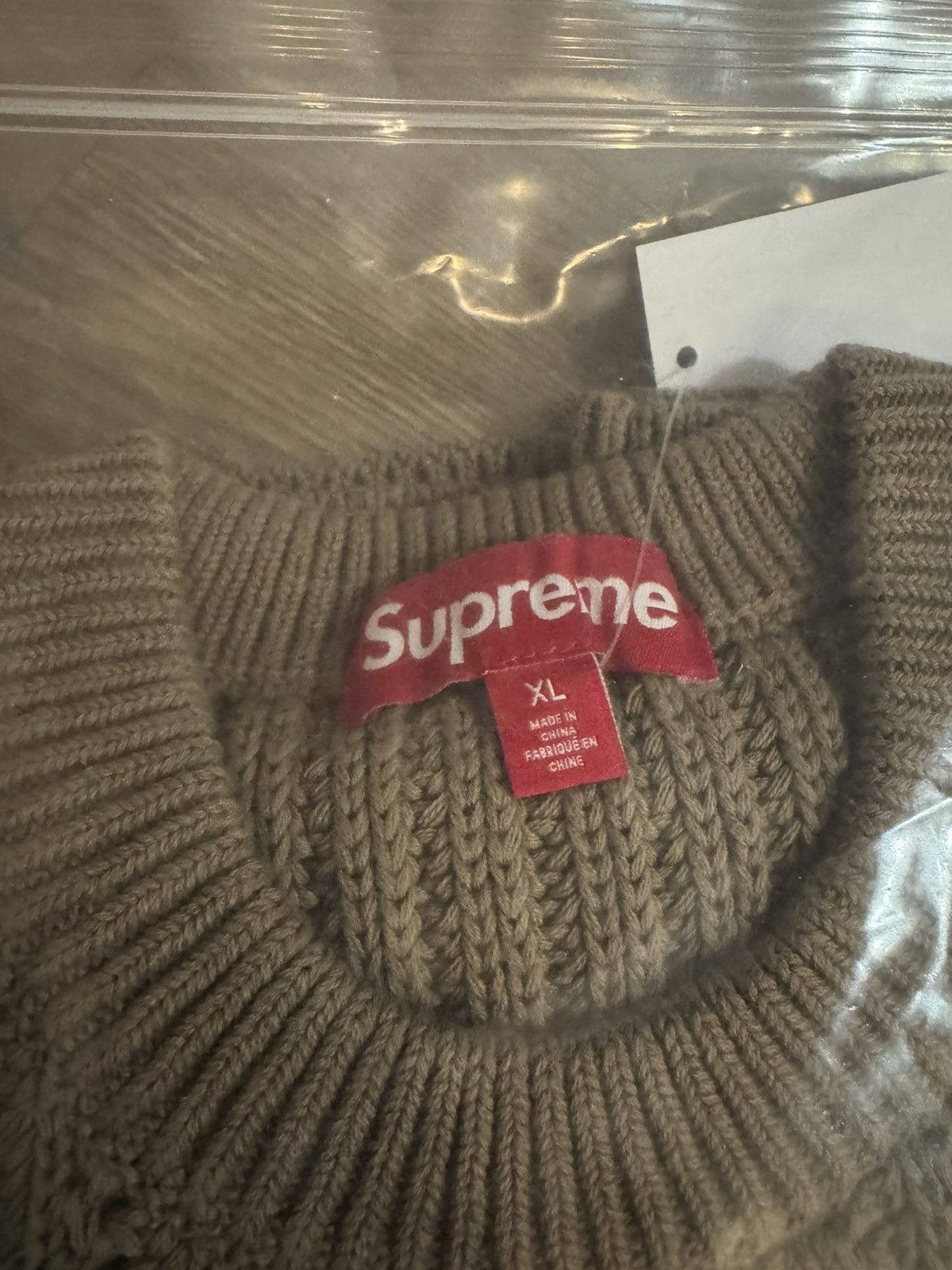 Supreme Khaki Loose Gauge Stripe Small Box Sweater Size US XL / EU 56 / 4 - 4 Thumbnail