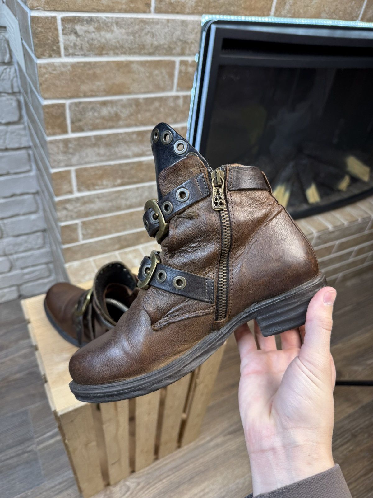 A.S.98 A.S.98 Airstep Brown Leather Biker Boots Size US 6 / IT 36 - 9 Thumbnail