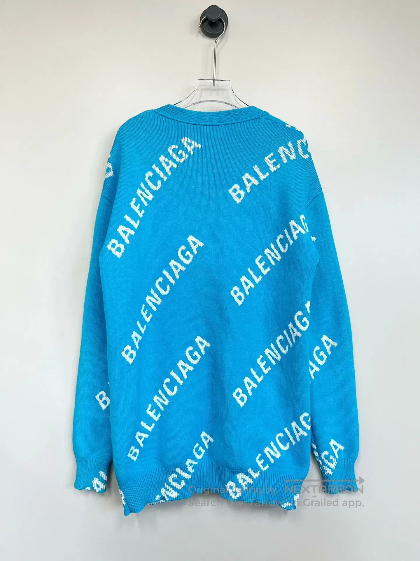 Balenciaga Balenciaga Blue Monogrammed Logo Knit Cardigan Jacket| Size US XS / EU 42 / 0 - 2 Thumbnail