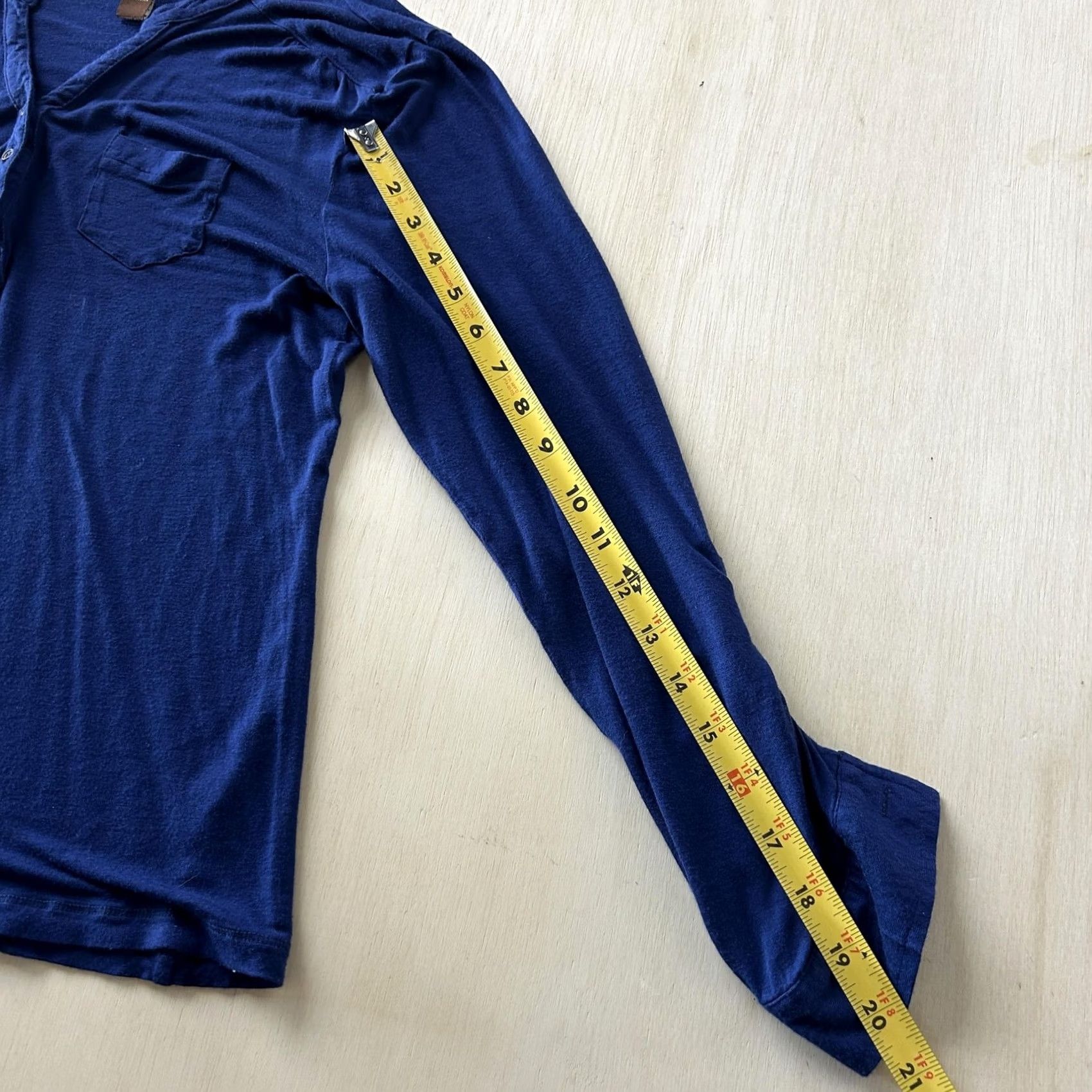 Vintage Bit & Bridle Shirt Womens Large Blue Henley Long Sleeve Roll Tab Casual Top Size L / US 10 / IT 46 - 7 Thumbnail