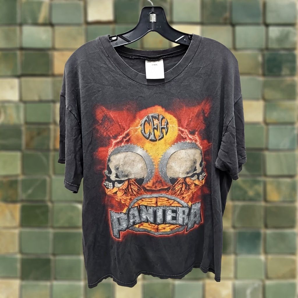 Vintage VINTAGE Pantera Cowboys From Hell tee Large band 90s Rock Concert Mens T-Shirt Black Cotton 2000s Double-Sided Hanes Regular Size US 33 - 1 Thumbnail