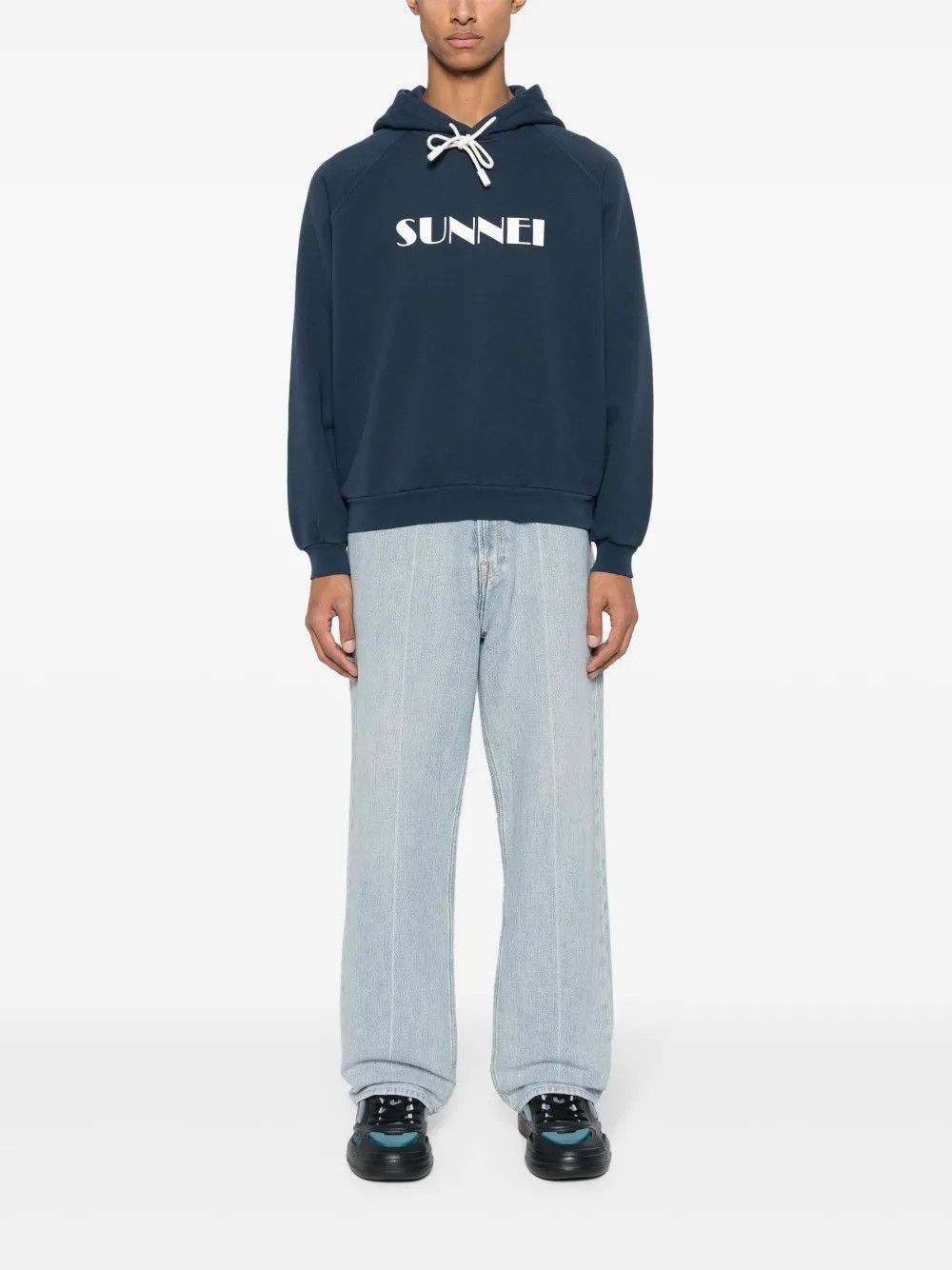 Sunnei o1mle0925 Logo Hoodie in Blue Size US M / EU 48-50 / 2 - 2 Thumbnail