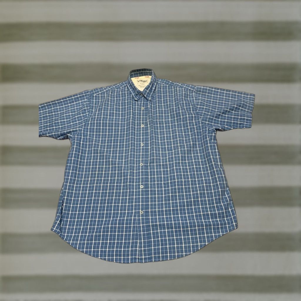 Wrangler Wrangler Shirt Short Sleeve Men's XL Blue White Plaid Button-Up Western Size US XL / EU 56 / 4 - 1 Thumbnail