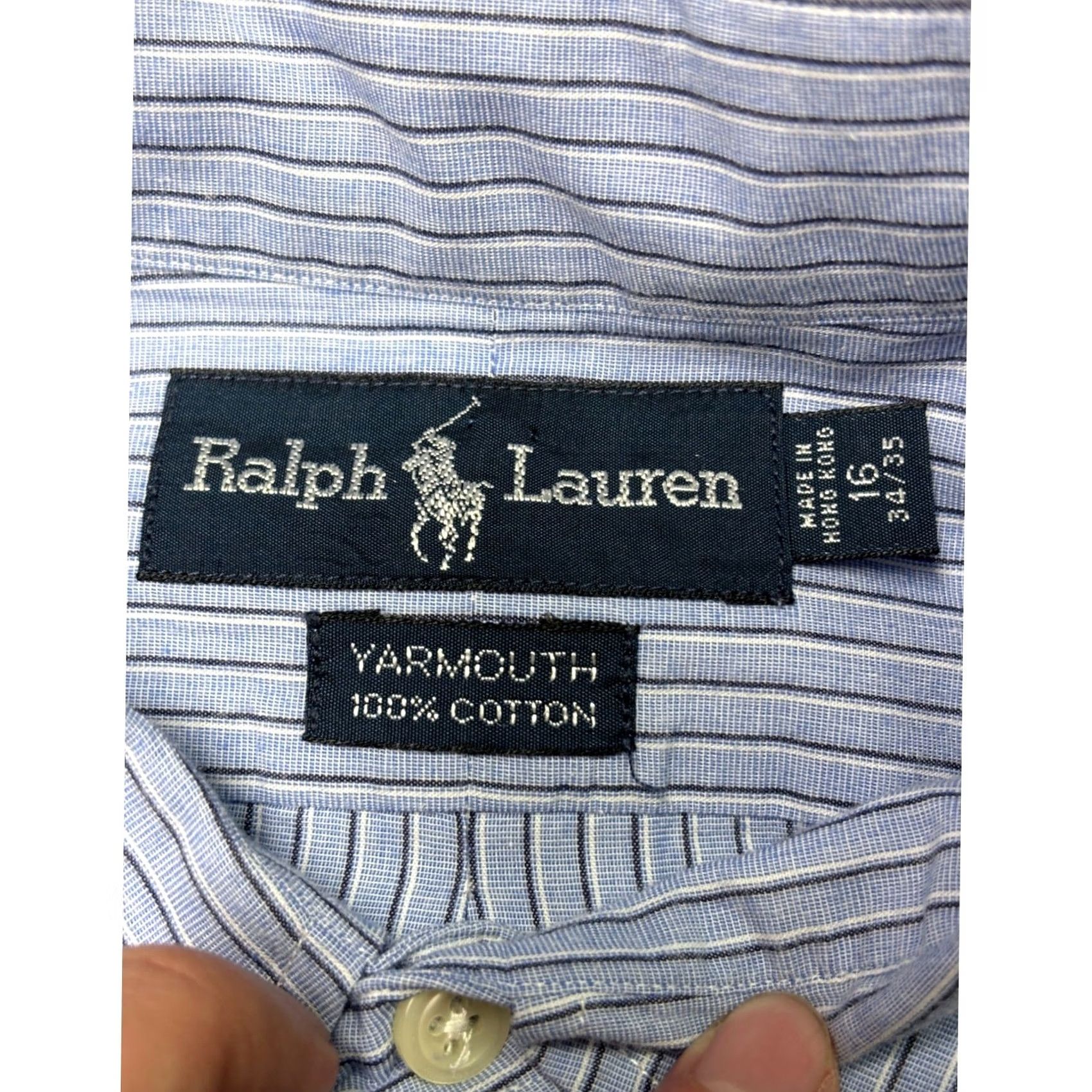 Ralph Lauren Ralph Lauren Yarmouth Button-Down Shirt Blue Stripe Classic Fit Mens Size 16 Button-Down Dress Shirt Cotton 16 in Neck Long Sleeve Size US L / EU 52-54 / 3 - 4 Thumbnail