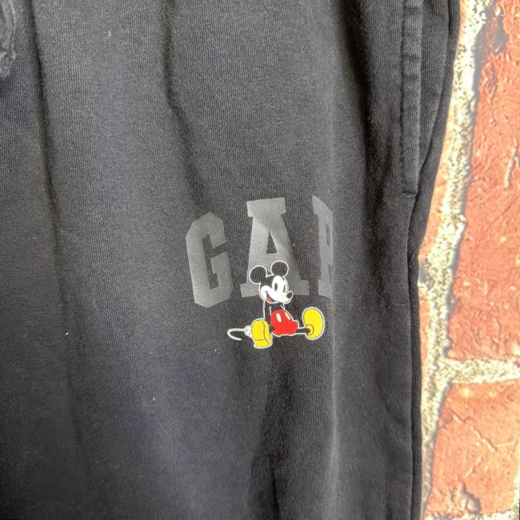 Gap GAP Mickey Mouse Joggers Men's L Black Sweatpants Drawstring Pockets Size US 33 - 2 Thumbnail