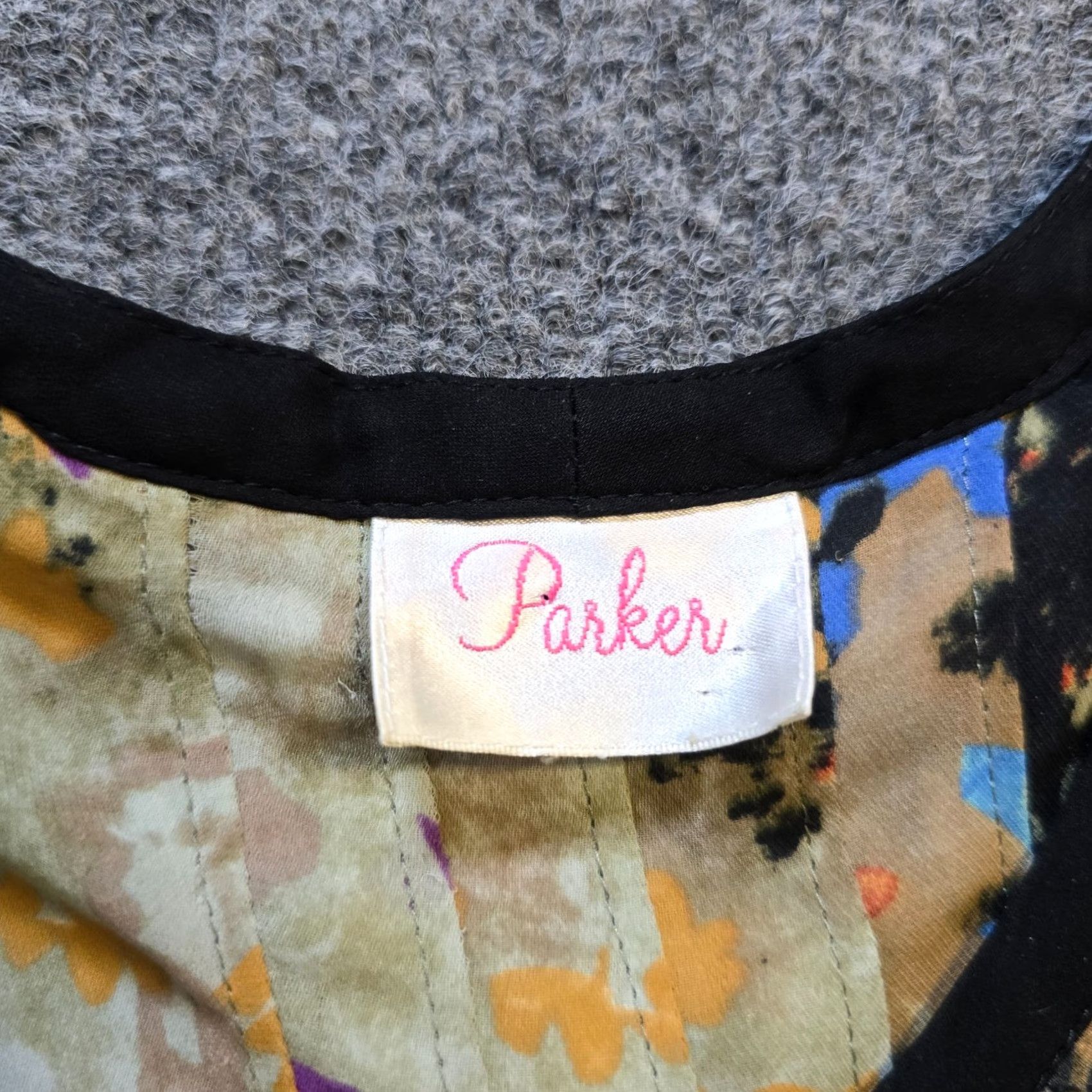 Parker Parker Dress Womens Size 2 Black Blue Floral Watercolor Art Silk Button Cocktail Dress Size XS / US 0-2 / IT 36-38 - 4 Thumbnail