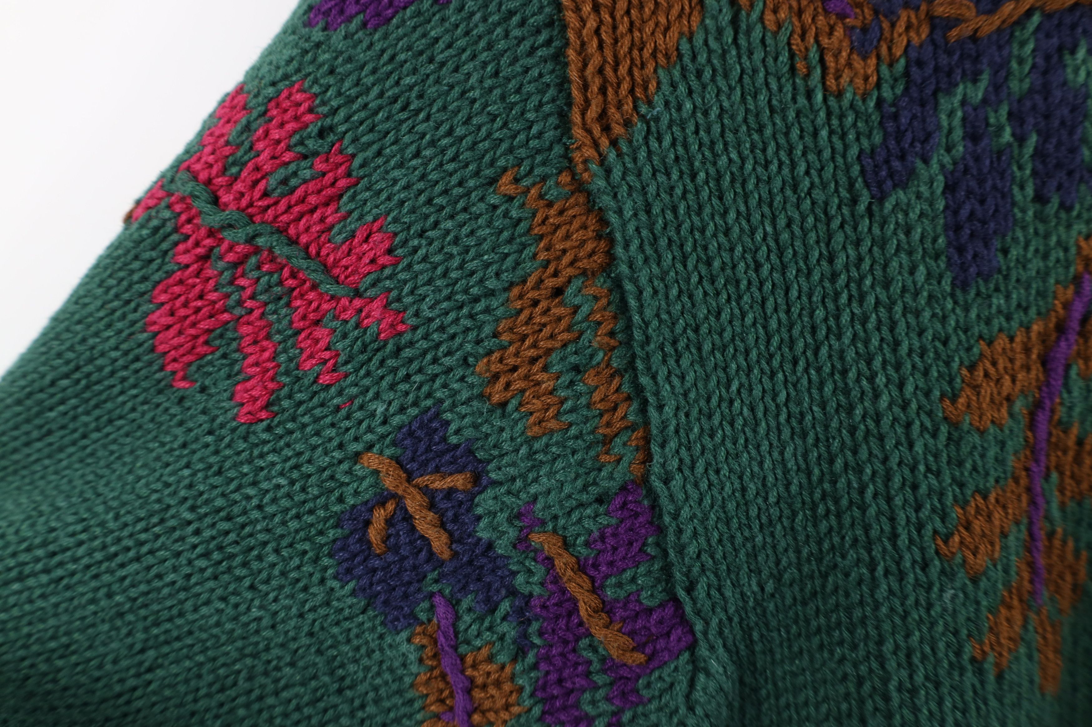 Vintage Vintage 90s Streetwear Nature Leaf Knit Turtleneck Sweater Size XL / US 12-14 / IT 48-50 - 5 Thumbnail