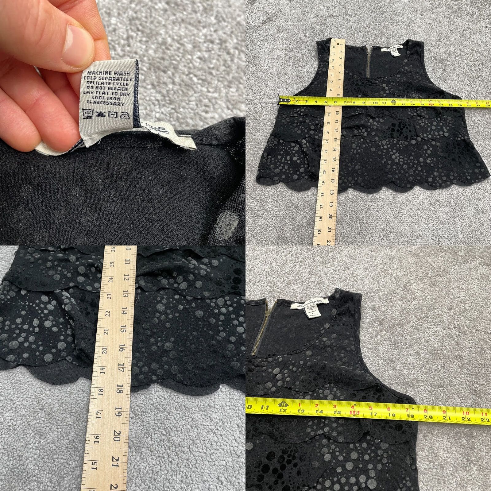Vintage American Rag Cie Black Polka Nylon Layered Tank Top Juniors Large Casual Cropped Size L / US 10 / IT 46 - 8 Thumbnail