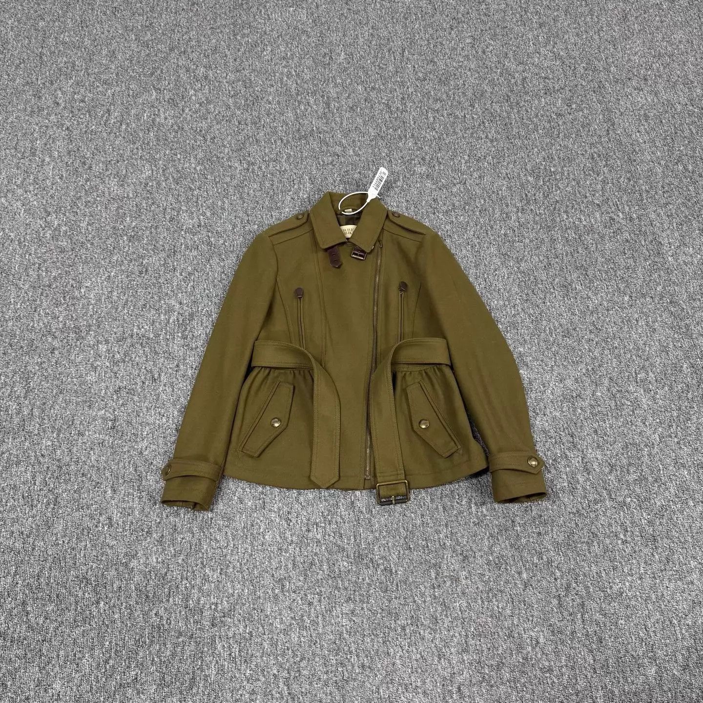 Burberry Burberry Brit Olive Belted Short Wool Coat UK8 99N Size S / US 4 / IT 40 - 1 Thumbnail