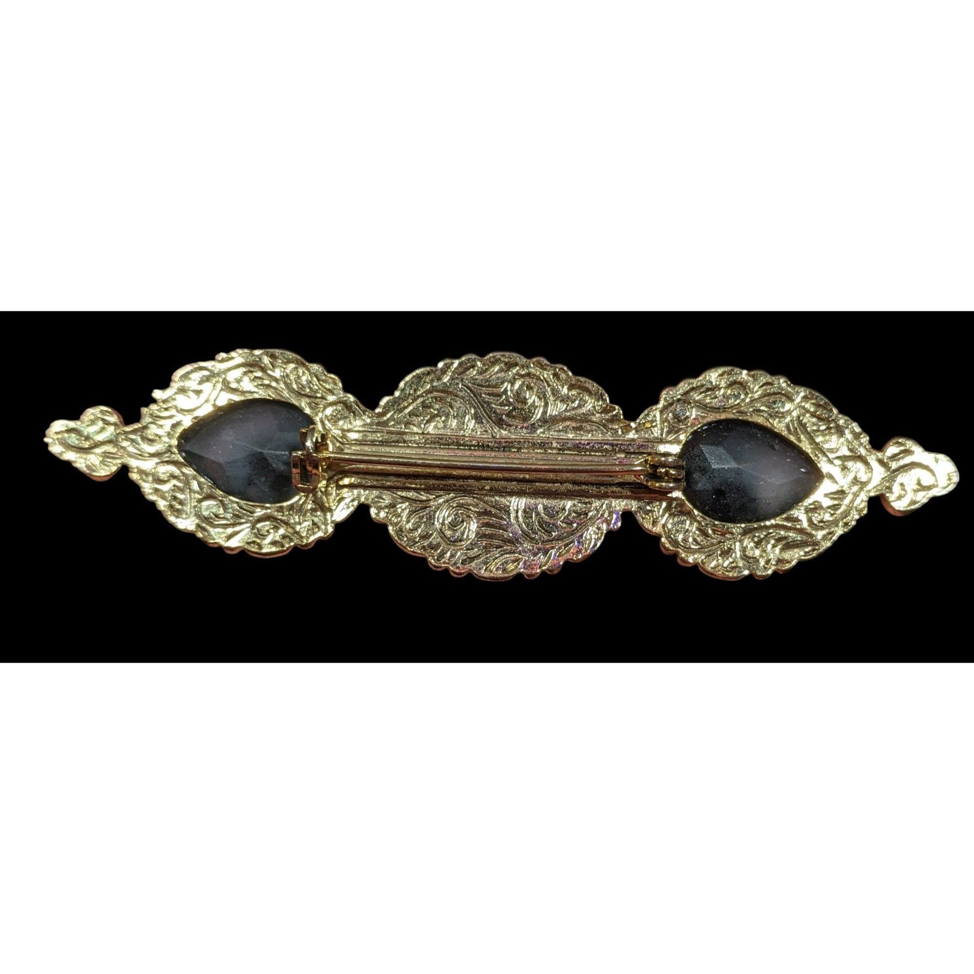 Other Vintage Victorian Style Gold White And Black Gemmed Brooch Size ONE SIZE - 2 Thumbnail