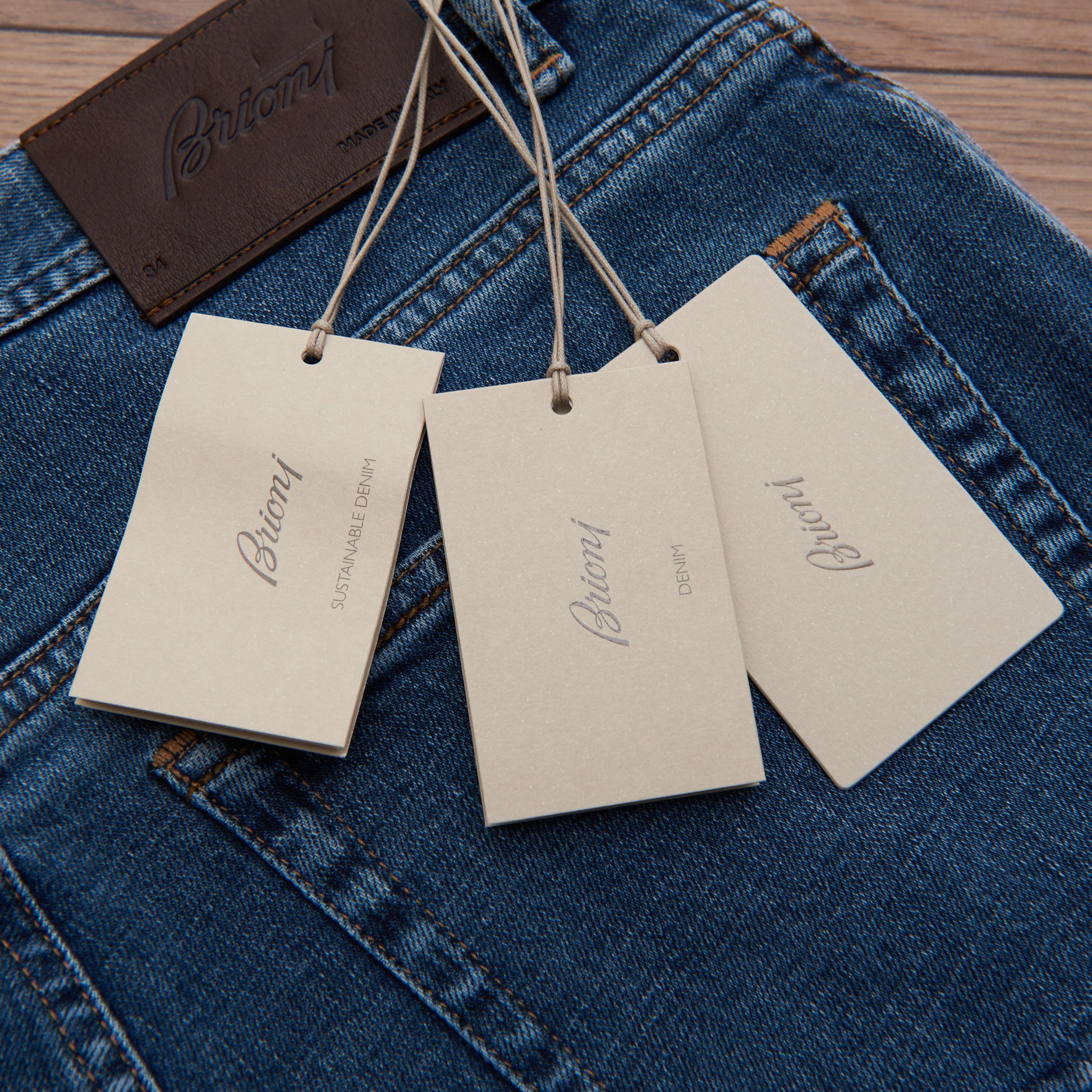 Brioni Regular Fit Jeans In Medium Blue Stretch Cotton Size US 34 / EU 50 - 10 Thumbnail