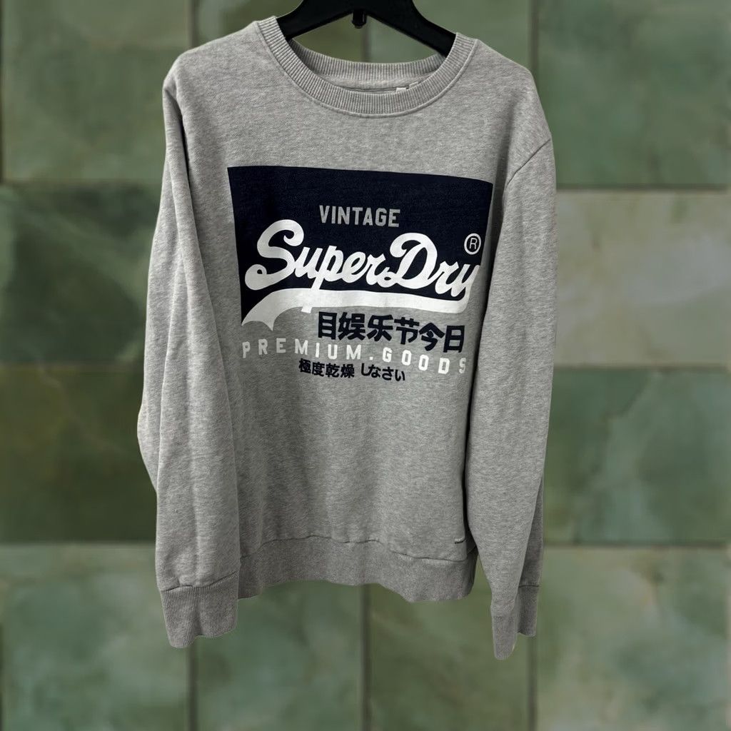 Superdry VINTAGE Superdry Sweatshirt Crewneck Mens XL Gray Pullover L/S Premium Goods Logo Graphic Print Size US XL / EU 56 / 4 - 1 Thumbnail