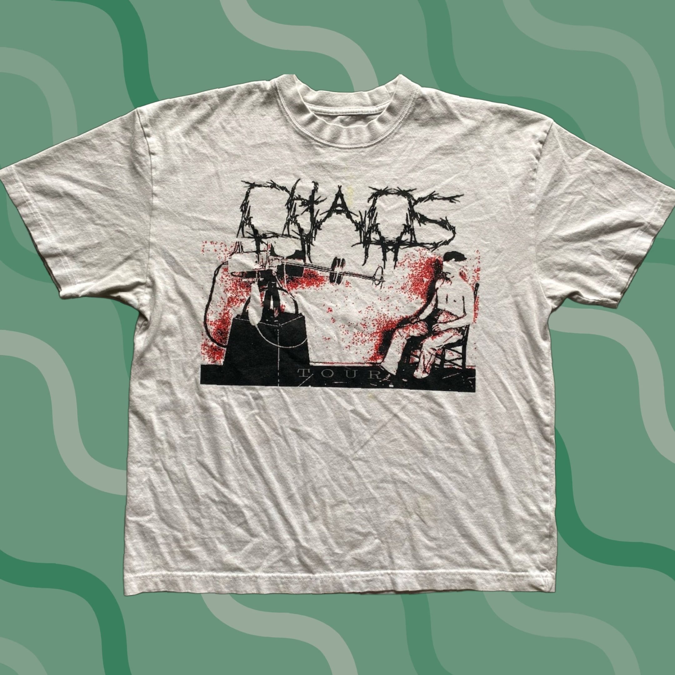Vintage Chaos Hardcore Band Live Chaos Tour T-Shirt White Mens L Flaws Wear Size US L / EU 52-54 / 3 - 1 Thumbnail