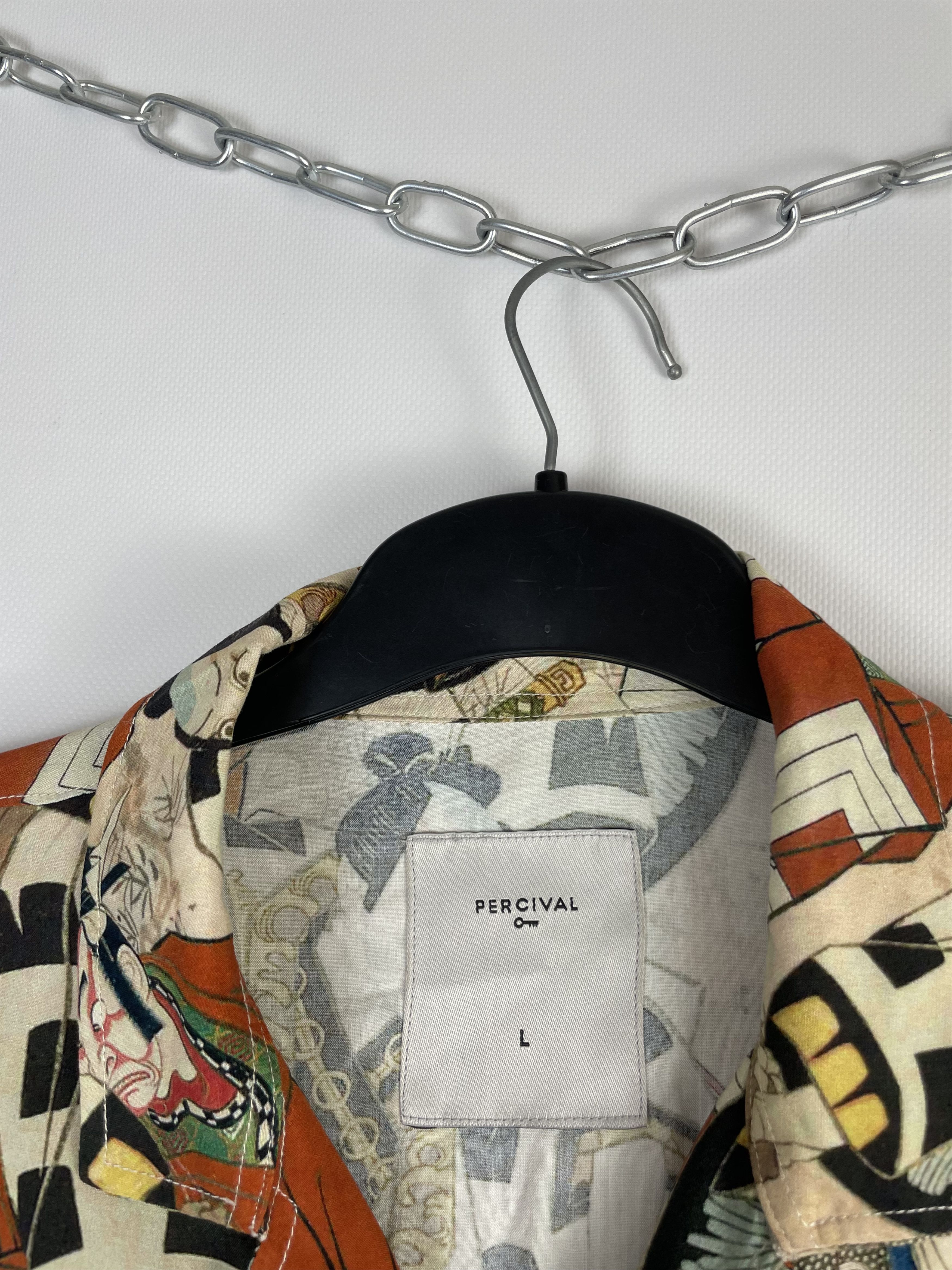 Percival Percival Japan Samurai Print Hawaiian Shirt Size US L / EU 52-54 / 3 - 4 Thumbnail