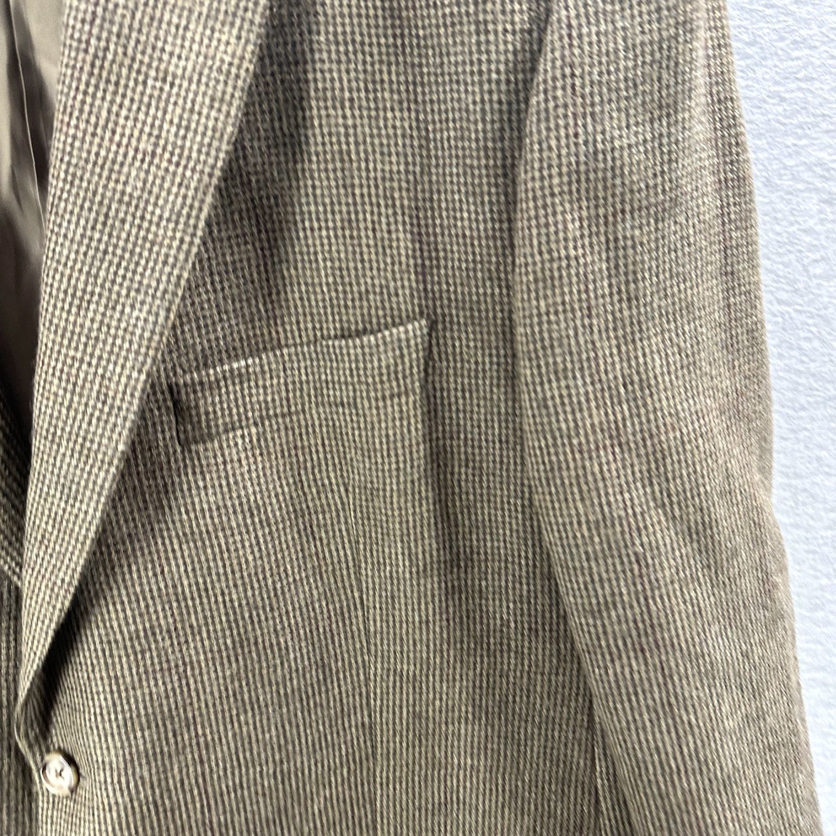 Ralph Lauren VINTAGE Ralph Lauren Sport Coat Blazer Mens 48 Houndstooth Tweed Beige 90s Preppy USA Mens Size 48R - 4 Thumbnail
