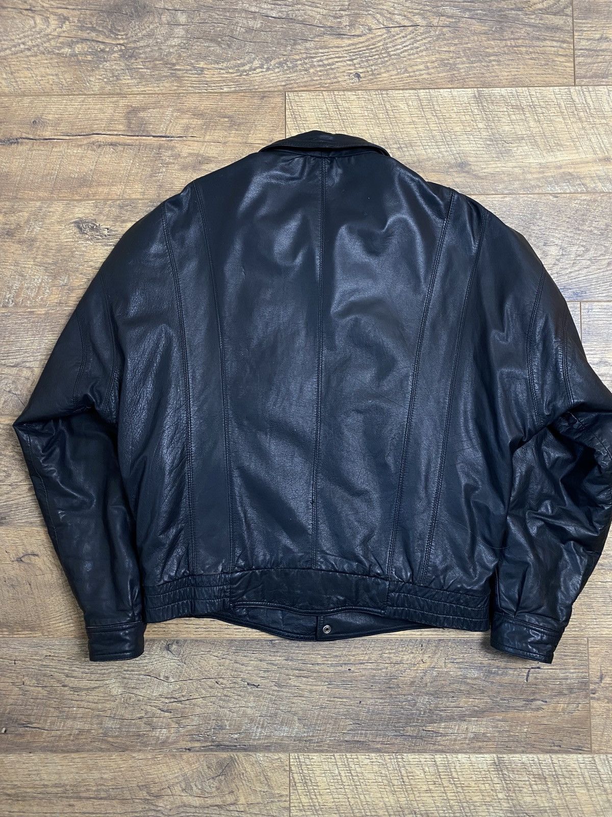 Japanese Brand Vintage Black Leather Jacket Retro Futuristic Bomber Size US L / EU 52-54 / 3 - 4 Thumbnail