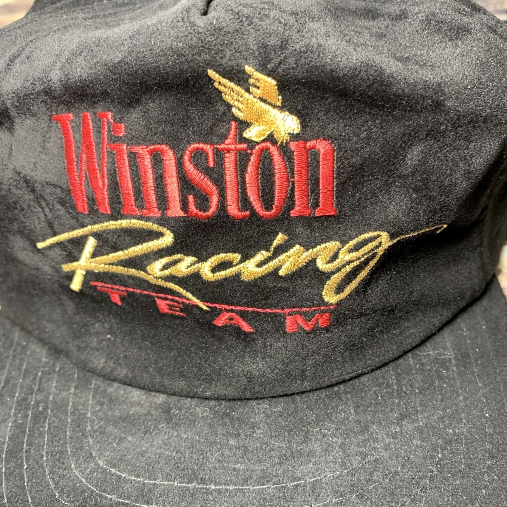 Vintage VINTAGE Winston Racing Team Velvet Embroidered Trucker Hat Snapback Retro Cap Size ONE SIZE - 2 Thumbnail