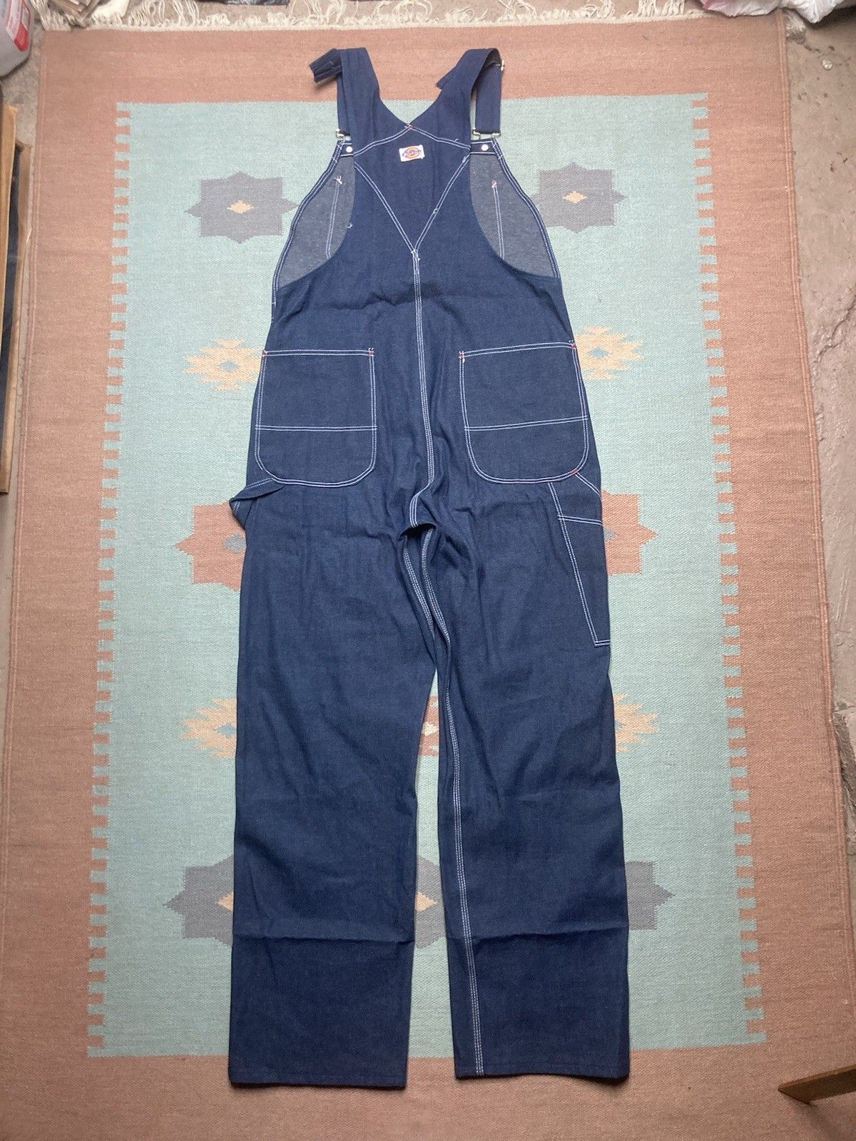 Vintage 80s dickies denim overalls NOS raw denim farm made USA 38x34 Size US 38 / EU 54 - 5 Thumbnail