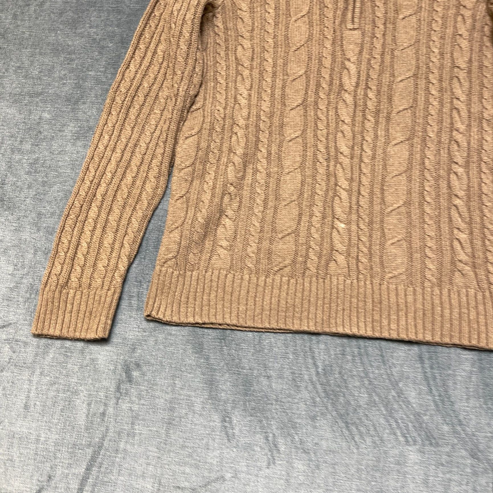 Croft & Barrow Croft & Barrow Ribbed Sweater Womens Medium Brown Cable Knit Cotton Mock Neck Pullover Knit Casual Size M / US 6-8 / IT 42-44 - 3 Thumbnail